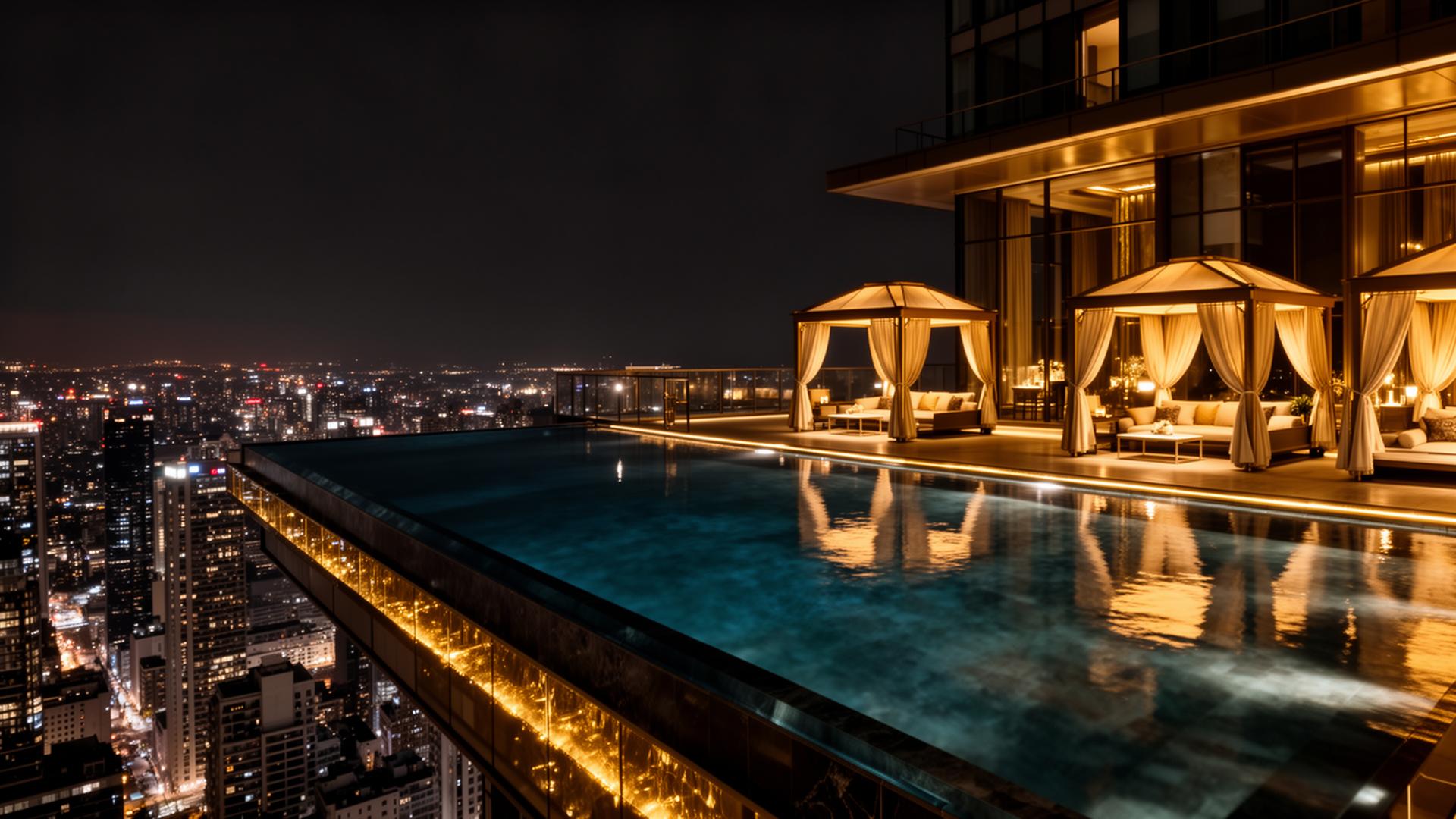47th floor infinity pool overlooking Hyderabad